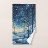 Prachtige Blue Winter Bossen Scene Bad Handdoek (Handdoek)