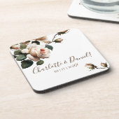 Prachtige Blush Beige Oil Roos Bruiloft Bier Onderzetter (Linkerzijde)