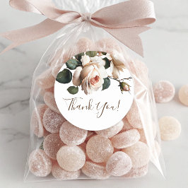 Prachtige Blush Beige Oil Roos bruiloft Dank u Ronde Sticker