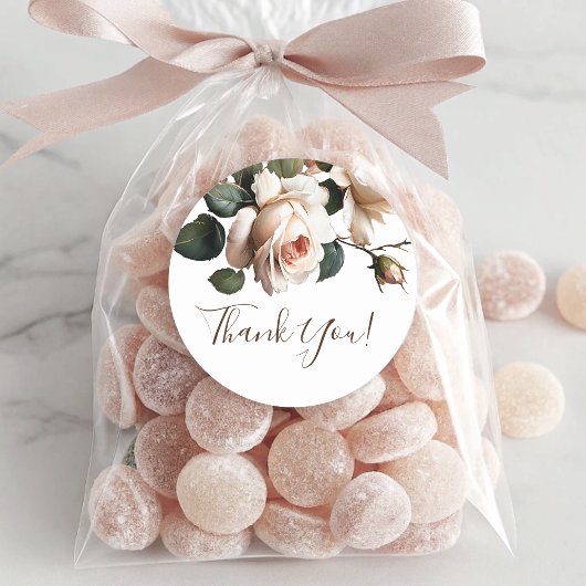 Prachtige Blush Beige Oil Roos bruiloft Dank u Ronde Sticker