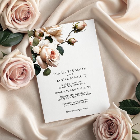 Prachtige Blush Beige Oil Roos Bruiloft Kaart