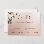 Prachtige Blush Beige Oil Roos Bruiloft RSVP Kaartje (Voorkant)