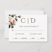 Prachtige Blush Beige Oil Roos Bruiloft RSVP Kaartje (Voorkant)