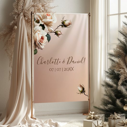 Prachtige Blush Beige Oil Roos Bruiloft Wandkleed