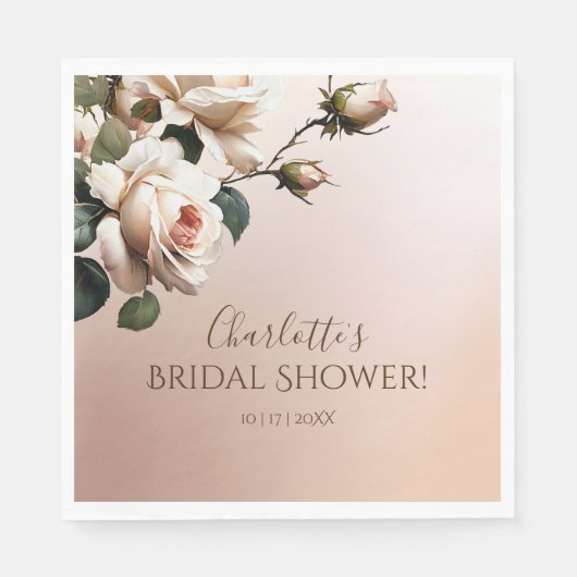 Prachtige Blush Beige Oil Roos Vrijgezellenfeest Servet (Voorkant)