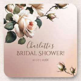 Prachtige Blush Beige Olie Roze Bruidsdouche Bier Onderzetter