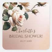 Prachtige Blush Beige Olie Roze Bruidsfeest Vierkante Sticker (Voorkant)