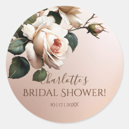 Prachtige Blush Beige Olie Roze Bruiloft Feest Ronde Sticker