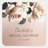 Prachtige Blush Beige Olie Roze Bruiloft Feest Vierkante Sticker (Voorkant)