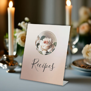 Prachtige Blush Beige Olie Roze Bruiloft Receptie Reclamebord Met Voetstuk