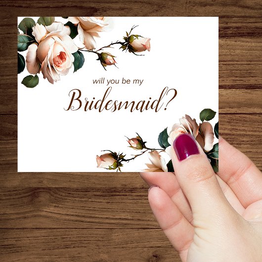 Prachtige Blush Beige Roos Vrijgezellenfeest bruid Kaart