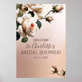 Prachtige Blush Beige Roos Vrijgezellenfeest Welko Poster