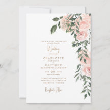 Prachtige Blush Bloem Gouden Tekst Witte Trouw