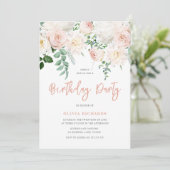 Prachtige Blush Bloemen Alle leeftijden Verjaardag Kaart (Staand voorkant)