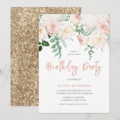 Prachtige Blush Bloemen Alle leeftijden Verjaardag Kaart (Voorkant / Achterkant)