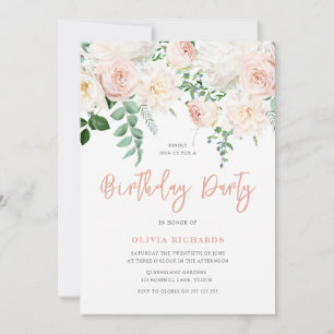 Prachtige Blush Bloemen Alle leeftijden Verjaardag Kaart