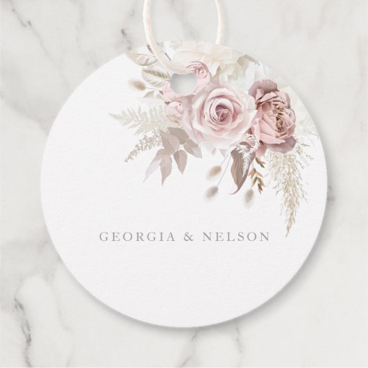 Prachtige Blush Bloemen Bruiloft Dank u Bedankjes Labels (Achterkant)