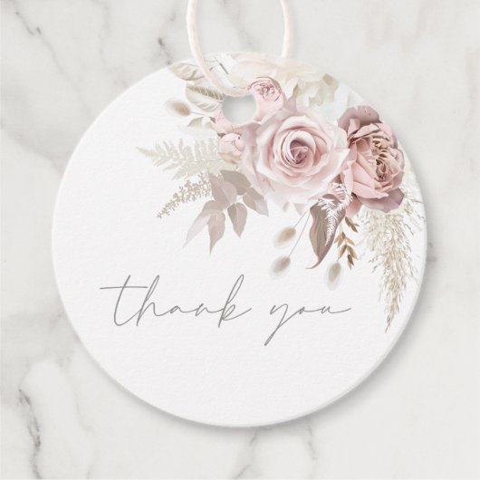 Prachtige Blush Bloemen Bruiloft Dank u Bedankjes Labels (Voorkant)