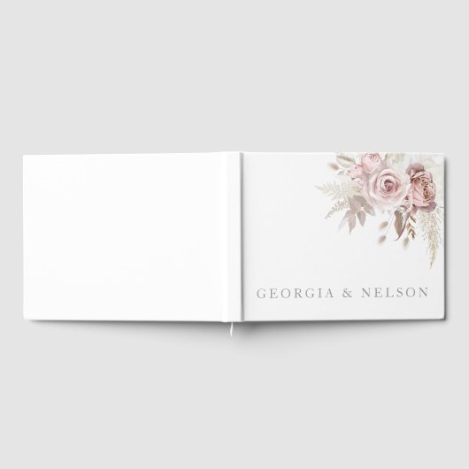 Prachtige Blush Bloemen Bruiloft Gastenboek (Volledig)