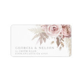 Prachtige Blush Bloemen Bruiloft Retouradres Label (Voorkant)