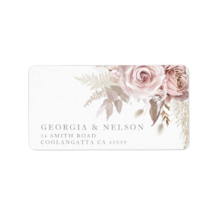 Prachtige Blush Bloemen Bruiloft Retouradres Label