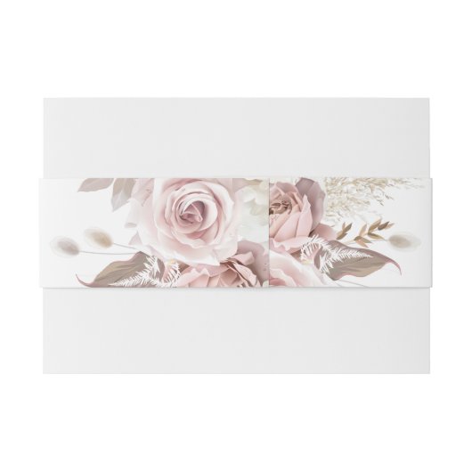 Prachtige Blush Bloemen Bruiloft Uitnodigingen Wikkel (Achterkant Voorbeeld)