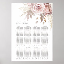 Prachtige Blush Bloemen Bruiloft Zitkaarten Poster