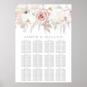 Prachtige Blush Bloemen Bruiloft Zitkaarten Poster (Voorkant)