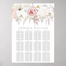 Prachtige Blush Bloemen Bruiloft Zitkaarten Poster