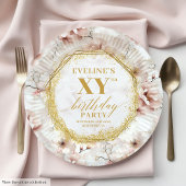 Prachtige Blush Bloemen Gouden Verjaardag Papier B Papieren Bordje