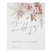 Prachtige Blush Bloemen Groot Bruiloft Poster Teke (Voorkant)