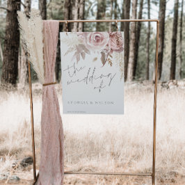 Prachtige Blush Bloemen Groot Bruiloft Poster Teke