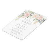 Prachtige Blush Bloemen Huwelijksuitnodiging Magne Magneet (Linkerzijde)