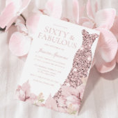Prachtige Blush Bloemen & Jurk 60e Verjaardagsfees Kaart