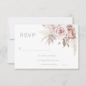 Prachtige Blush Bloemen Moderne Bruiloft RSVP Kaartje (Voorkant)