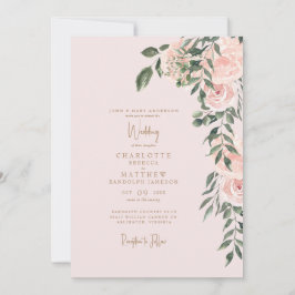 Prachtige Blush Bloemengoud Tekst Blush Trouw Kaart