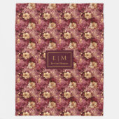 Prachtige Blush Bourgogne Goud Gepersonaliseerde G Fleece Deken (Voorkant)