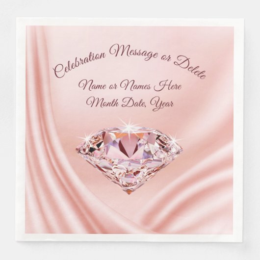 Prachtige Blush bruiloft servetten met JOUW TEKST (Voorkant)