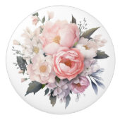 Prachtige blush en witte bloemen keramische knop (Voorkant)