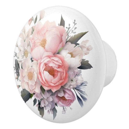 Prachtige blush en witte bloemen keramische knop (Rechts)