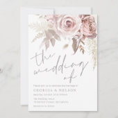 Prachtige Blush Floral De bruiloft van Kaart (Voorkant)