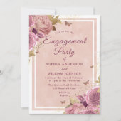 Prachtige Blush Floral Engagement Party Kaart (Voorkant)