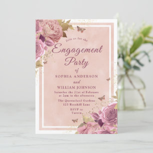 Prachtige Blush Floral Engagement Party Kaart