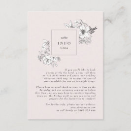 Prachtige Blush Floral Monogram Sketched Wreate Informatiekaartje