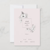 Prachtige Blush Floral Monogram Sketched Wreate RSVP Kaartje (Voorkant)