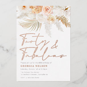 Prachtige Blush Forty & Fabulous 40th Verjaardag Folie Uitnodiging