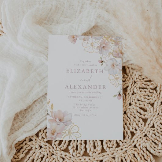 Prachtige Blush & Gold betoverde bruiloft Kaart