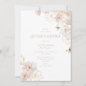 Prachtige Blush & Gold betoverde Quinceanera Kaart (Voorkant)