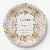 Prachtige Blush Gold Trouwpapier Borden Papieren Bordje (Voorkant)