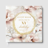 Prachtige Blush Gold Waterverf Verjaardag Gastboek Gastenboek (Voorkant)